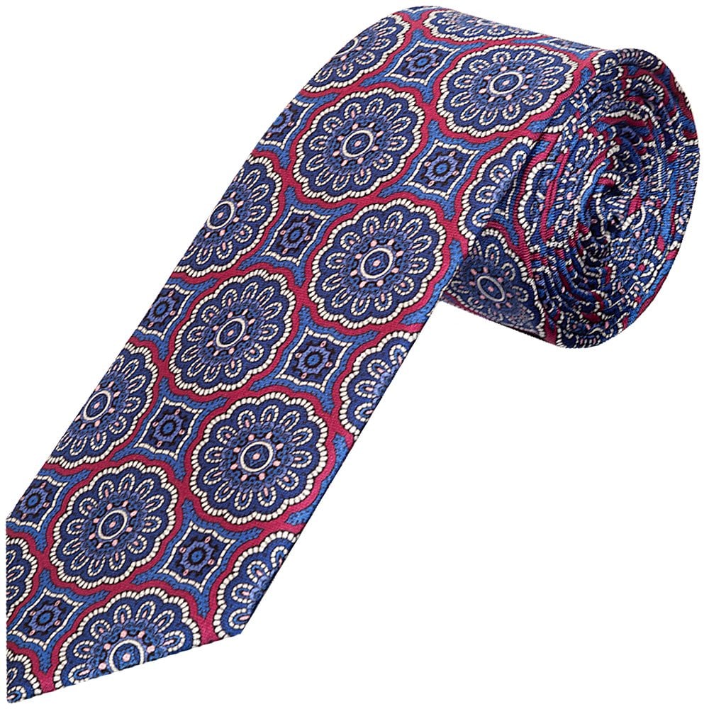 Barkley London Dark Pink Brocade Classic Mens Tie And Pocket Square Set 2