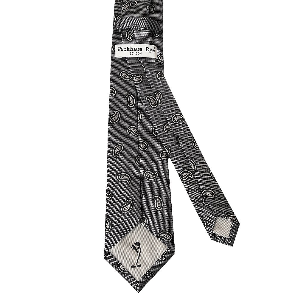 Peckham Rye Black Mini Paisley Classic Mens Silk Tie 3