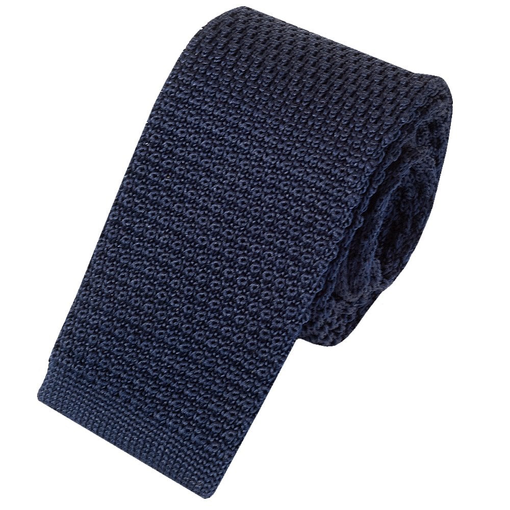 Peckham Rye Navy Knit Skinny Mens Tie 2