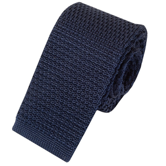 Peckham Rye Navy Knit Skinny Mens Tie 2