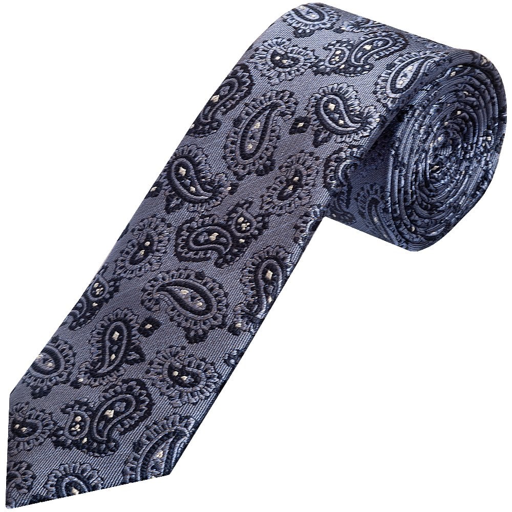 Peckham Rye Blue Mini Paisley Silk Classic Mens Tie 1