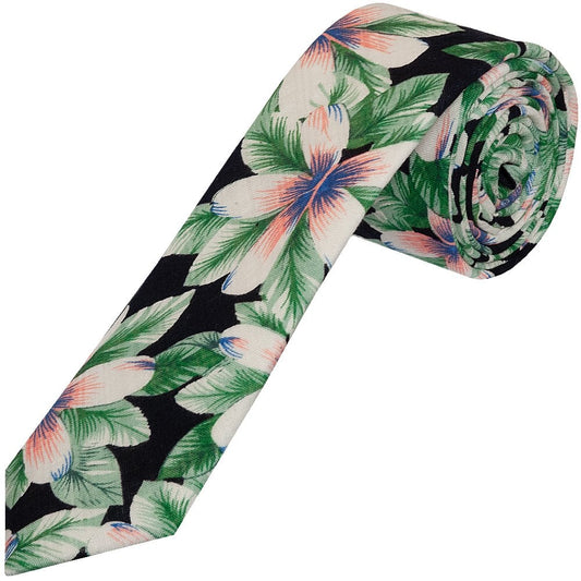 Original Penguin Navy And White Flower Skinny Mens Tie 1