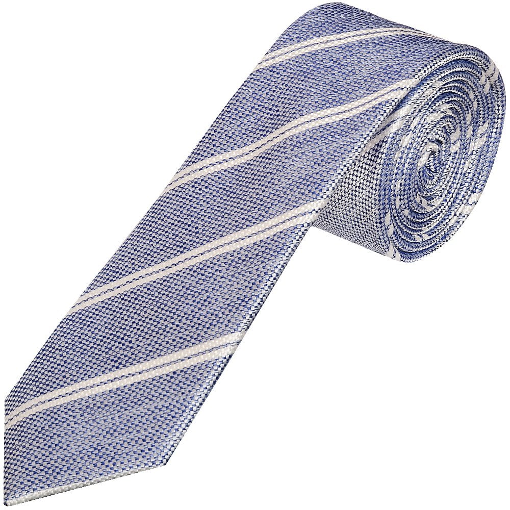 Original Penguin Light Blue Stripe Skinny Mens Silk Tie 1
