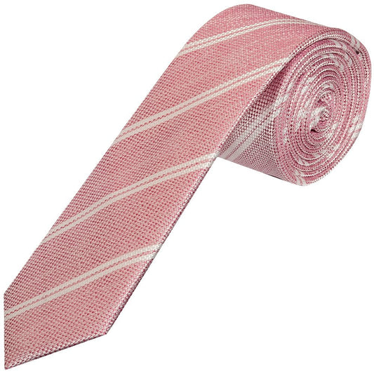 Original Penguin Light Pink Stripe Skinny Mens Silk Tie 1