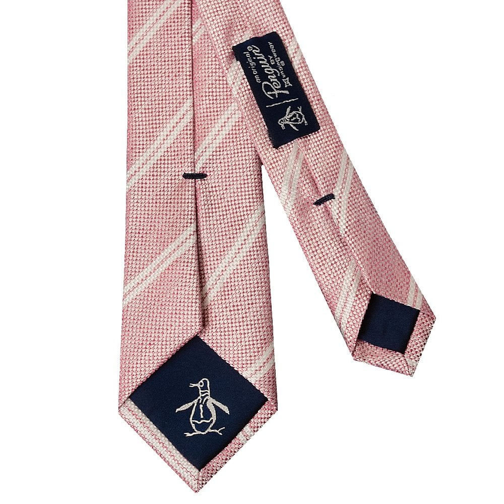 Original Penguin Light Pink Stripe Skinny Mens Silk Tie 3