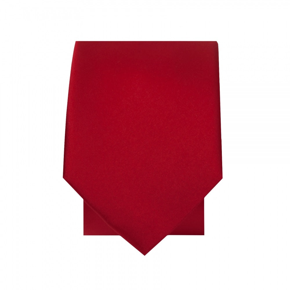 Plain Scarlet Red Satin Silk Skinny Mens Tie 2