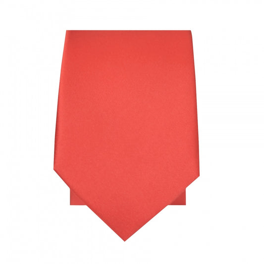 Plain Coral Pink Satin Silk Skinny Mens Tie 2