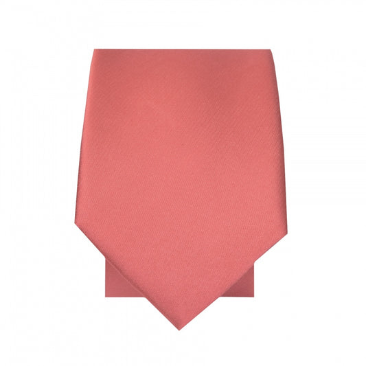Plain Light Coral Satin Silk Skinny Mens Tie 2