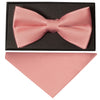 Pink Bow Tie and Pocket Square Set For Men in Satin