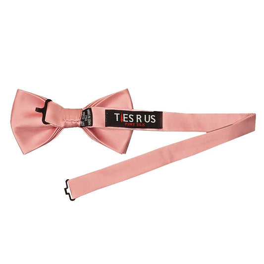 Plain Pink Satin Silk Mens Bow Tie 2