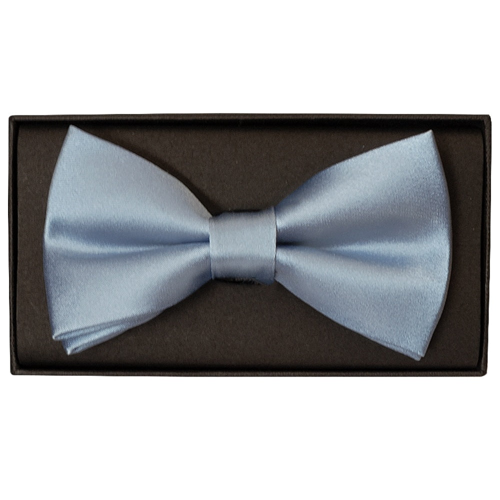 Plain Sky Blue Satin Silk Mens Bow Tie 1