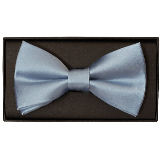 Plain Sky Blue Satin Silk Mens Bow Tie 1