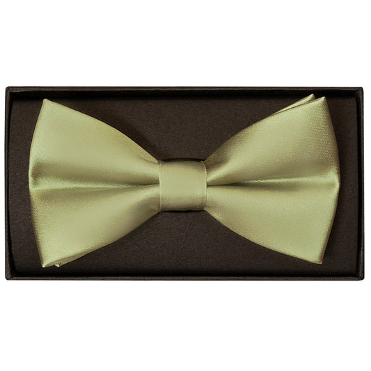 Plain Sage Green Satin Silk Mens Bow Tie 1