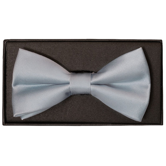 Plain Light Blue Satin Silk Mens Bow Tie 1