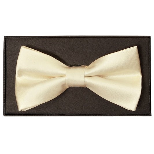 Plain Ivory Satin Silk Mens Bow Tie 1