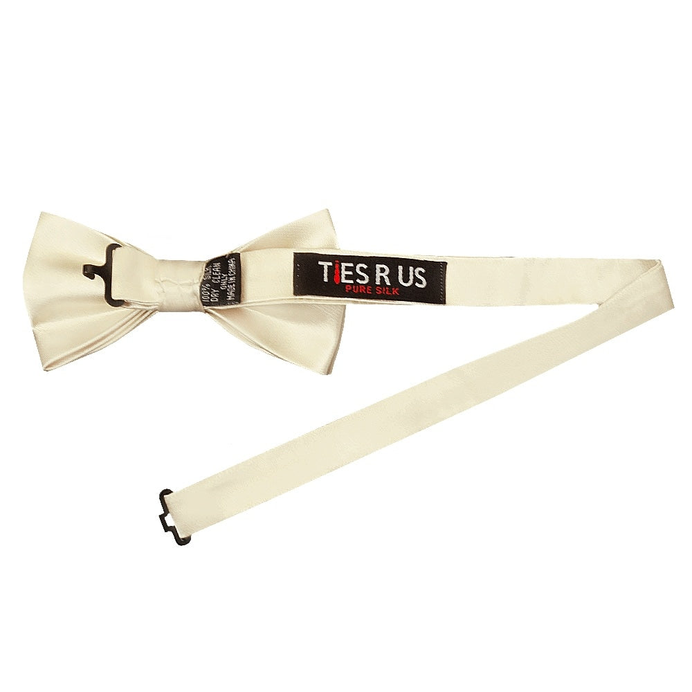 Plain Ivory Satin Silk Mens Bow Tie 2