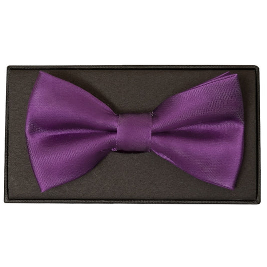 Plain Cadburys Purple Satin Silk Mens Bow Tie 1