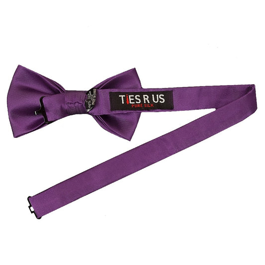 Plain Cadburys Purple Satin Silk Mens Bow Tie 2