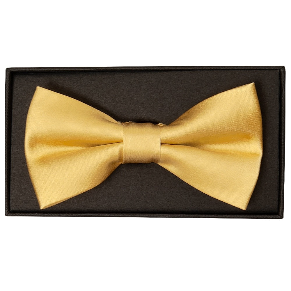 Plain Caramel Satin Silk Mens Bow Tie 1