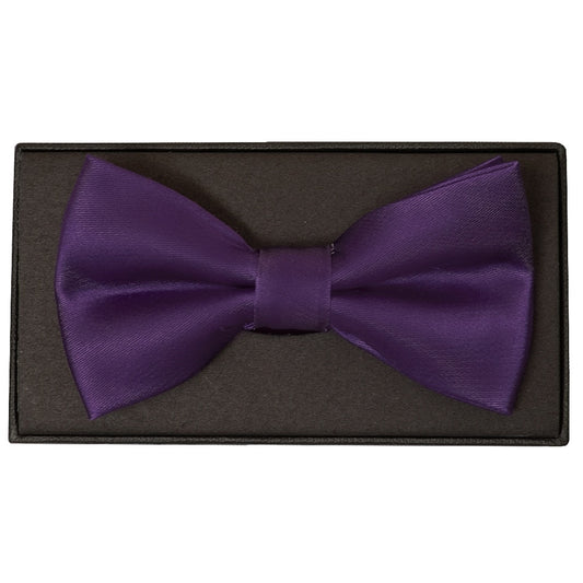 Plain Purple Satin Silk Mens Bow Tie 1