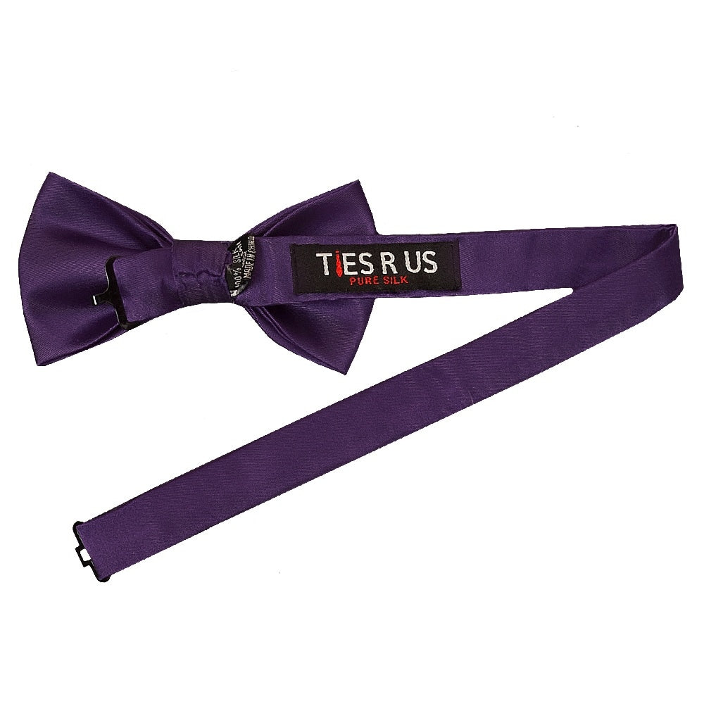 Plain Purple Satin Silk Mens Bow Tie 2