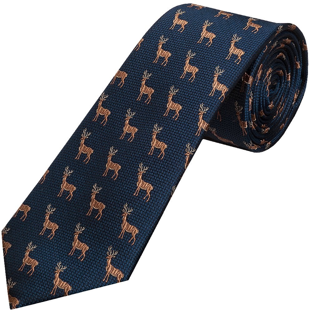 Chatsworth Collection Navy Deer Silk Classic Mens Tie 1