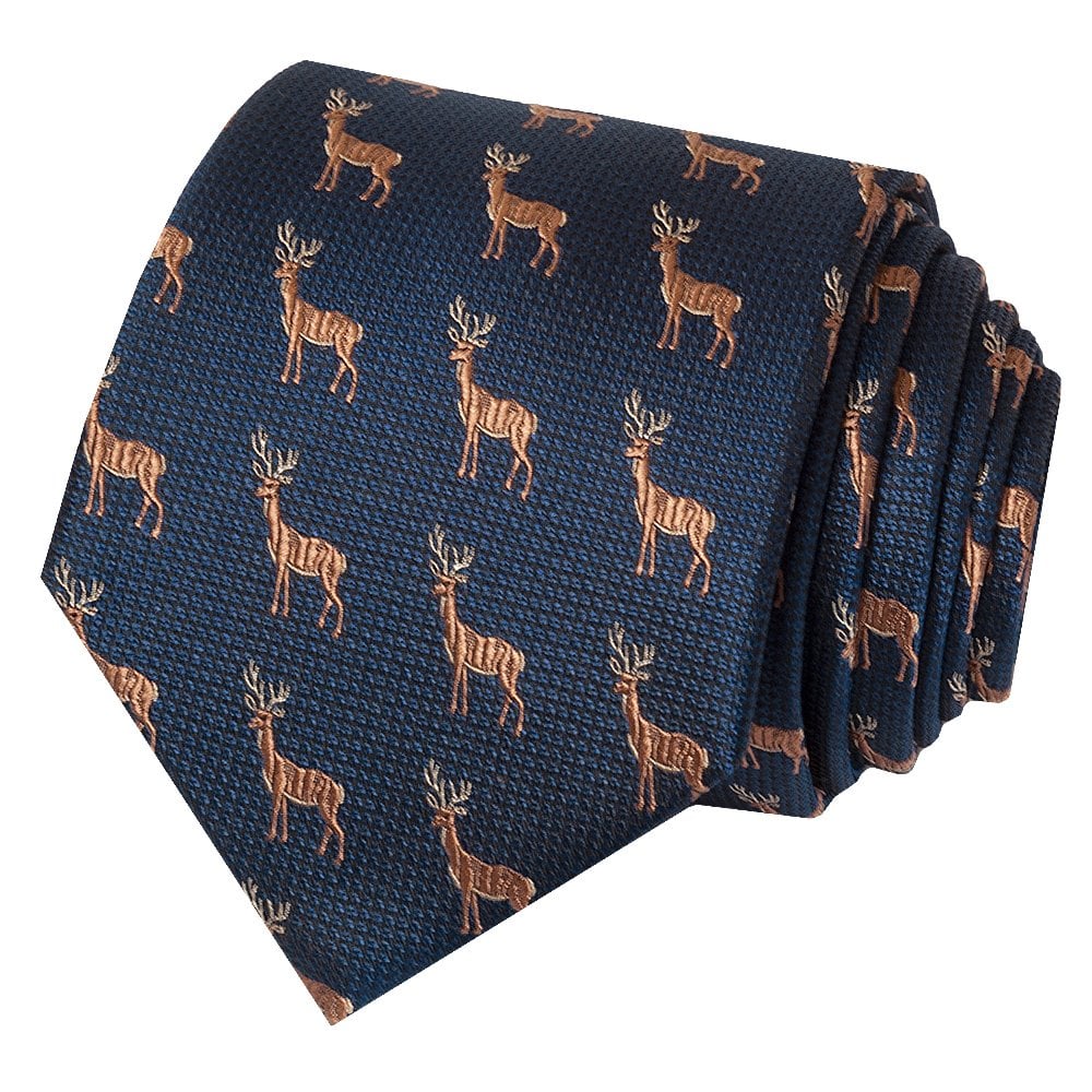 Chatsworth Collection Navy Deer Silk Classic Mens Tie 2