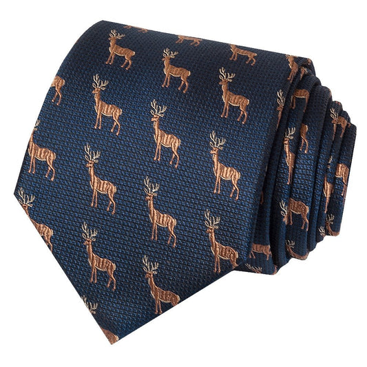 Chatsworth Collection Navy Deer Silk Classic Mens Tie 2
