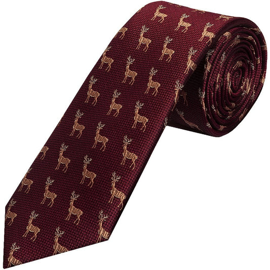 Chatsworth Collection Burgundy Deer Silk Classic Mens Tie 1