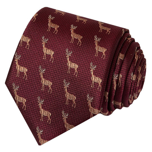 Chatsworth Collection Burgundy Deer Silk Classic Mens Tie 2