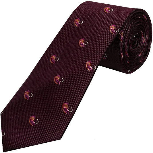 Chatsworth Collection Burgundy Fly Fishing Silk Classic Mens Tie 1