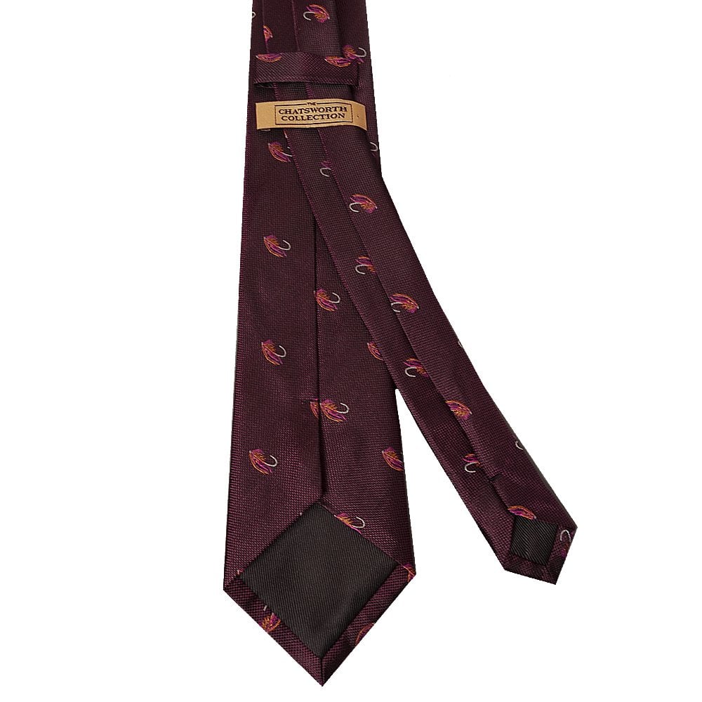 Chatsworth Collection Burgundy Fly Fishing Silk Classic Mens Tie 3