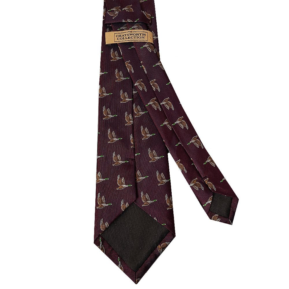 Chatsworth Collection Burgundy Flying Duck Silk Classic Mens Tie 3