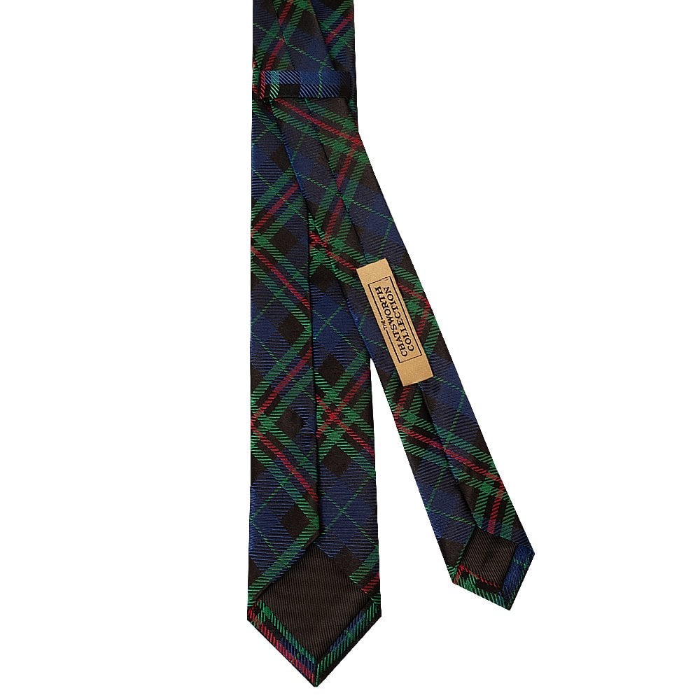 Blue And Green Tartan Silk Skinny Boys Tie 3