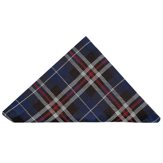 Blue and White Tartan Silk Pocket Square