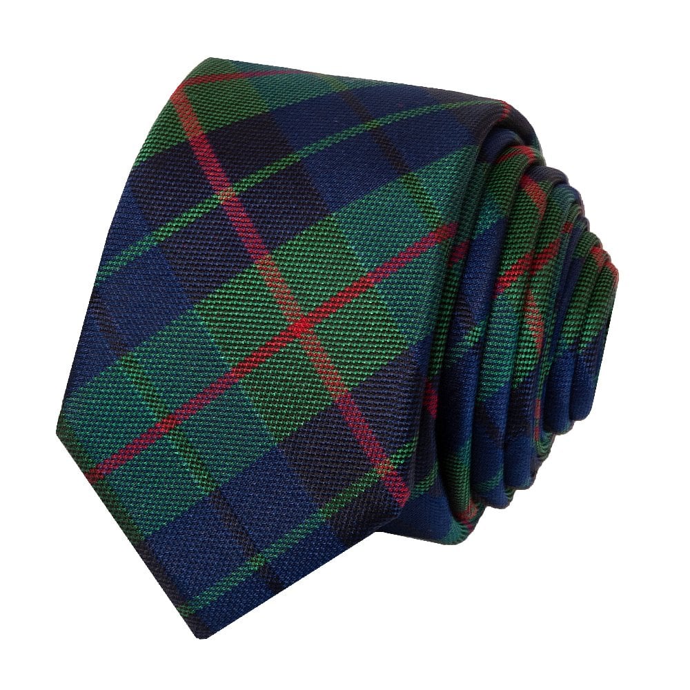 Green And Blue Tartan Silk Skinny Boys Tie 2