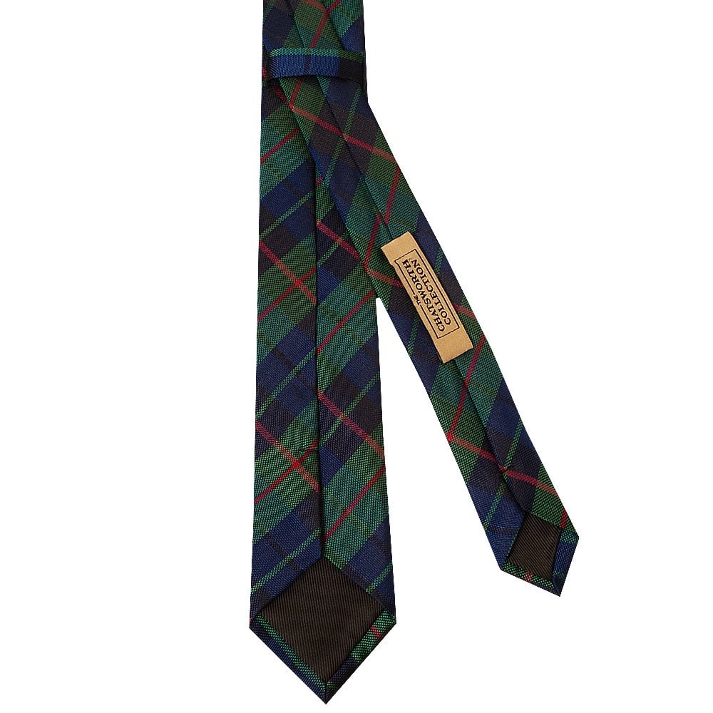 Green And Blue Tartan Silk Skinny Boys Tie 3