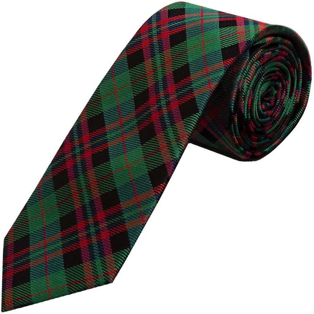 Chatsworth Collection Green And Red Tartan Silk Classic Mens Tie 1