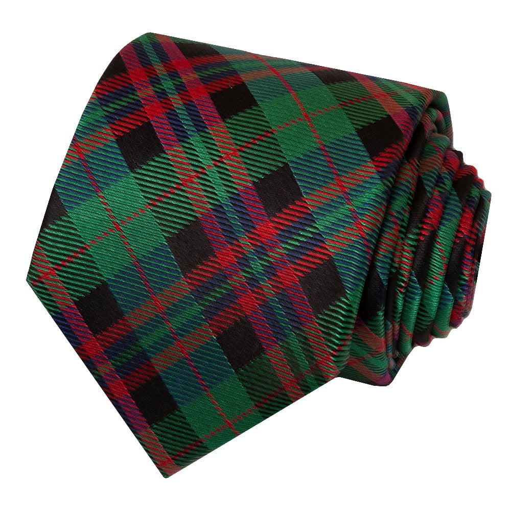 Chatsworth Collection Green And Red Tartan Silk Classic Mens Tie 2