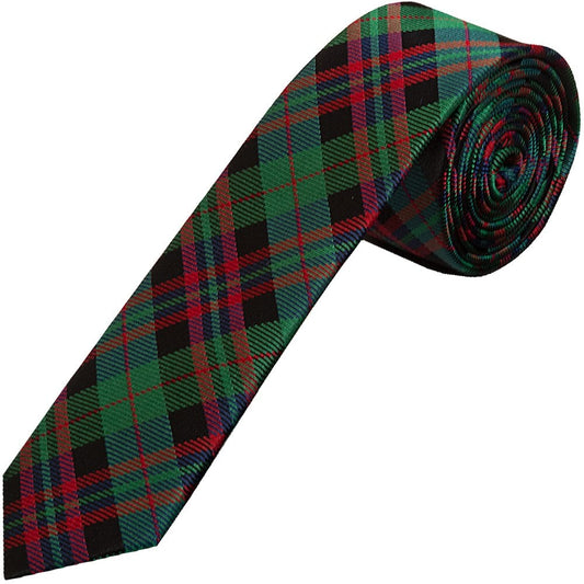 Chatsworth Collection Green And Red Tartan Silk Skinny Mens Tie 1