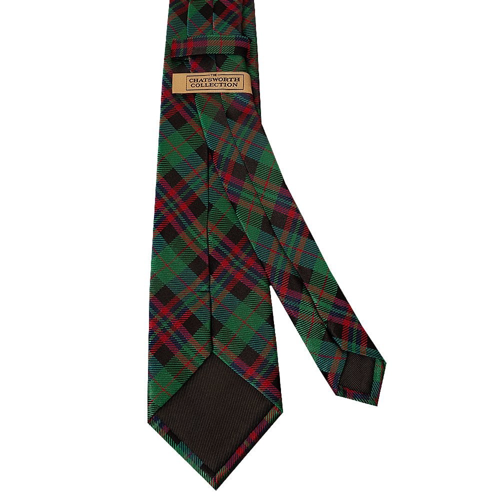 Chatsworth Collection Green And Red Tartan Silk Classic Mens Tie And Pocket Square Set 4