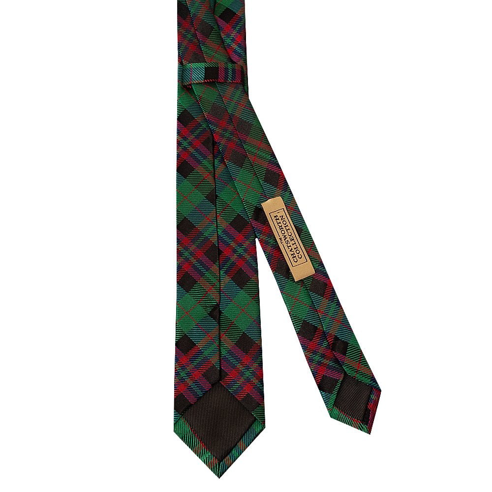 Chatsworth Collection Green And Red Tartan Silk Skinny Mens Tie And Pocket Square Set 4