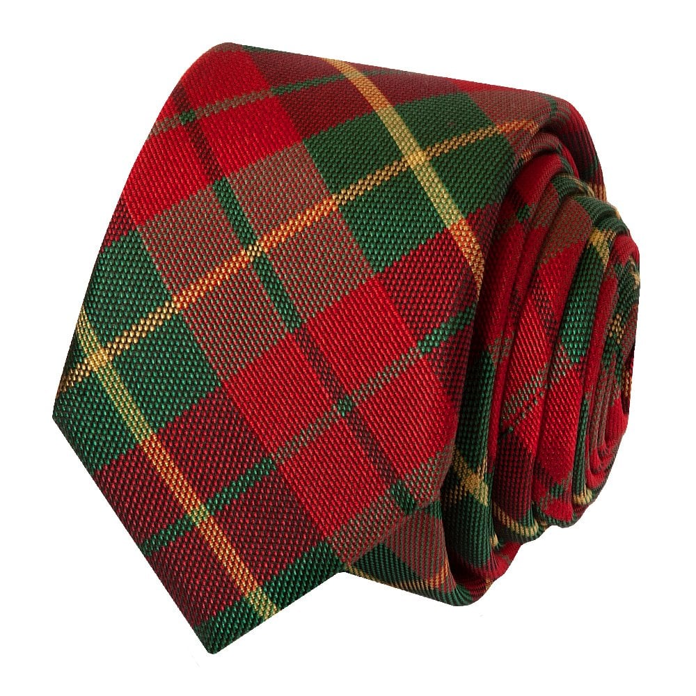 Chatsworth Collection Red And Green Tartan Silk Skinny Mens Tie 2