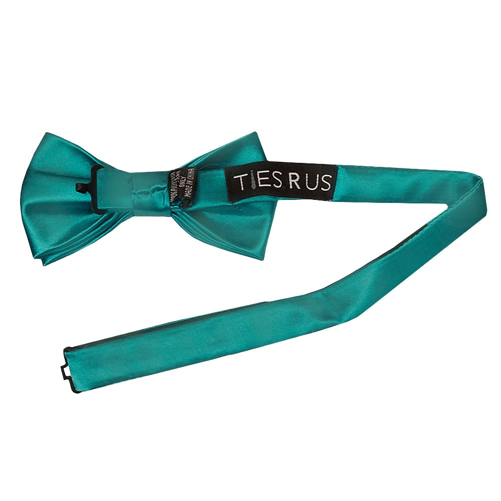 Plain Teal Handmade Mens Bow Tie And Pocket Square Set 3