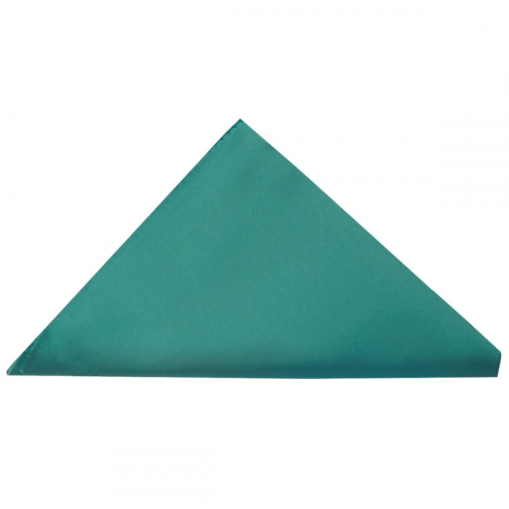 Plain Teal Satin Skinny Boys Tie And Pocket Square Set 4