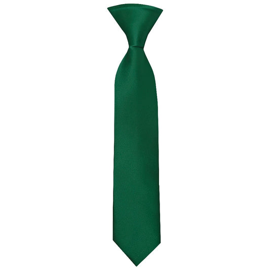 Pre Tied Forest Green Satin Boys Tie Age 4-7