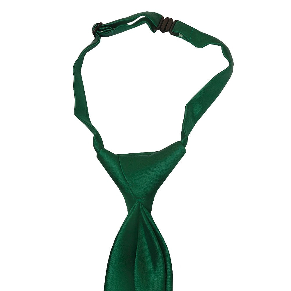 Pre Tied Forest Green Satin Boys Tie Age 4-7