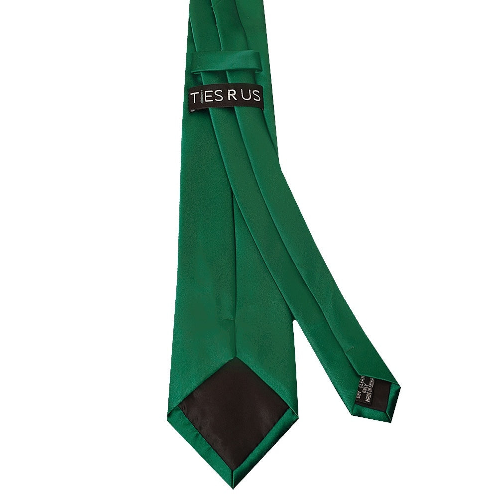 Plain Forest Green Satin Classic Mens Tie And Pocket Square Set 5