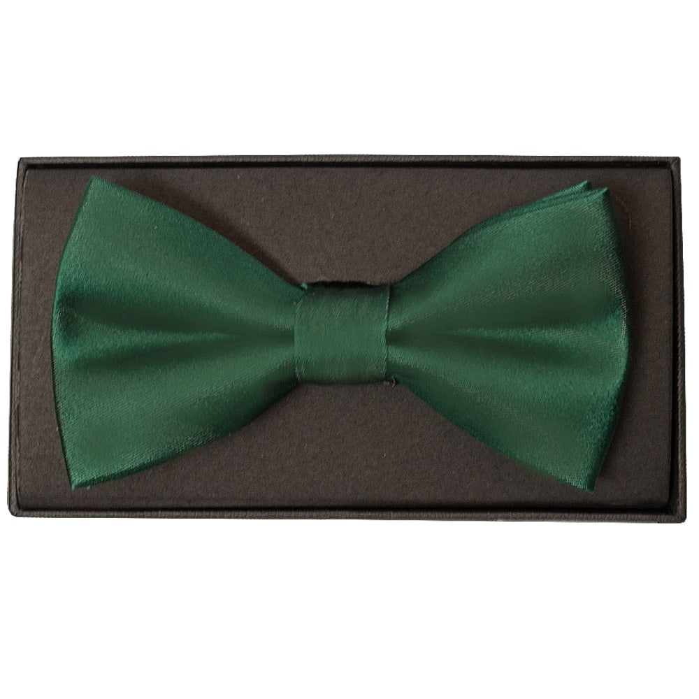 Plain Forest Green Satin Silk Mens Bow Tie 1