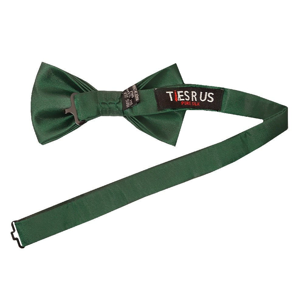 Plain Forest Green Satin Silk Mens Bow Tie 2